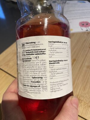 Solbærsmag ingredients label