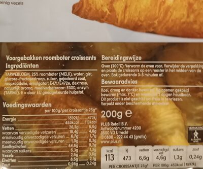 Mini roomboter croissants nutrition facts table
