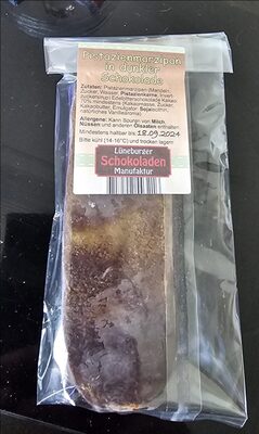 Pistazienmarzipan in dunkler Schokolade