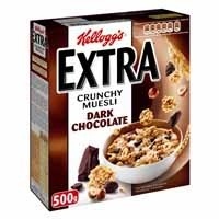 Kellogg's Extra Crunchy Muesli Dark chocolate front packaging