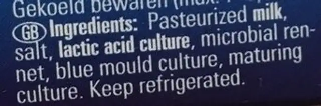CREAMY BLUE ingredients label