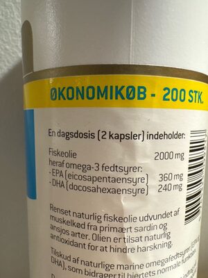 Fiskeolie nutrition facts table