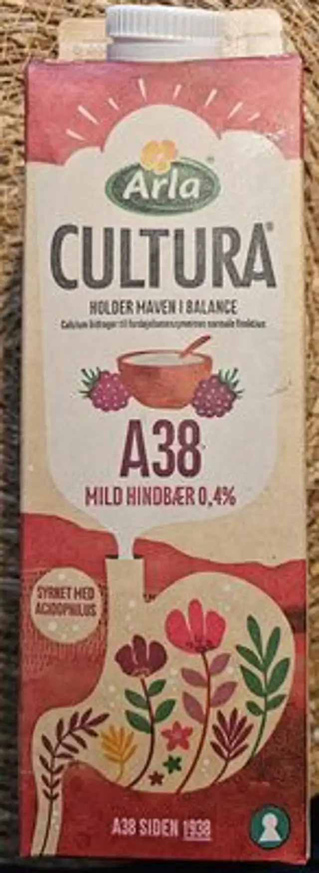 A38 Mild hindbær 0,4% front packaging