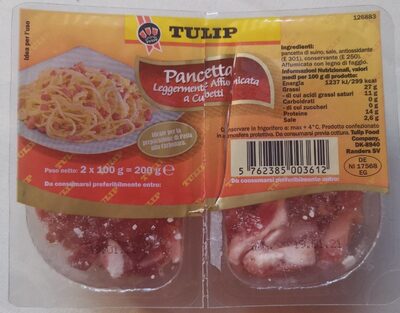 Pancetta Leggermente Affumicata a Cubetti front packaging