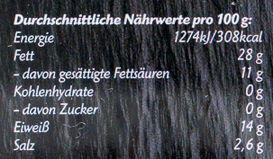 Original Bacon Scheiben nutrition facts table