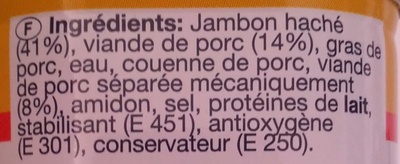 Délice de Jambon ingredients label