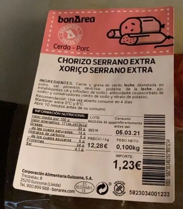 Chorizo serrano extra front packaging