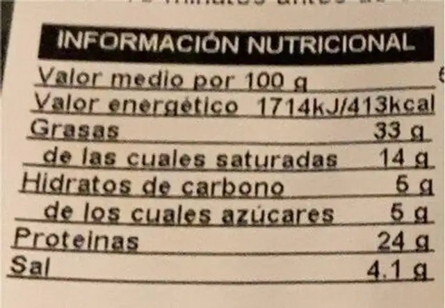 Chorizo serrano extra nutrition facts table
