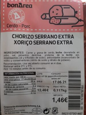 Chorizo serrano extra