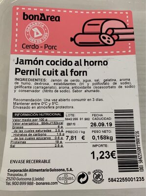 Jamón cocido al horno front packaging