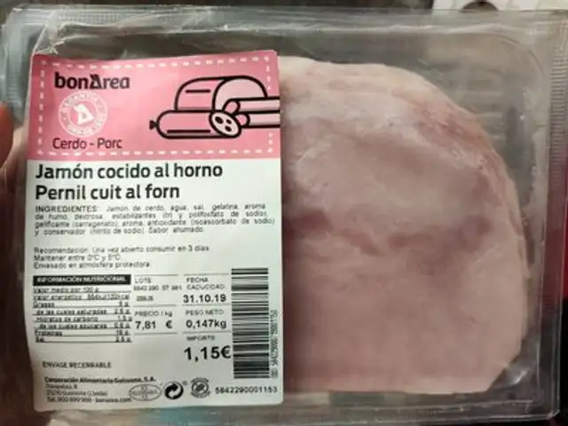 Jamón cocido front packaging