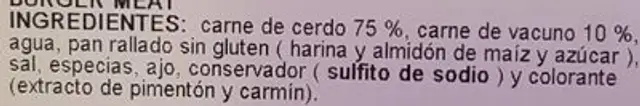 Albóndigas ingredients label