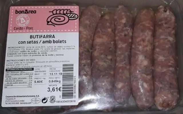 Butifarra con setas front packaging