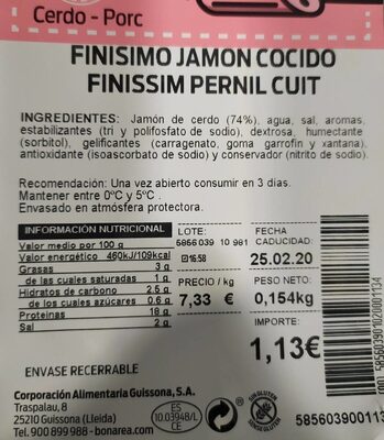 Jamón Dulce cocido