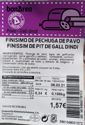 Finísimo de pechuga de pavo