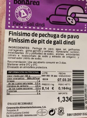 Finísimo de pechuga de pavo