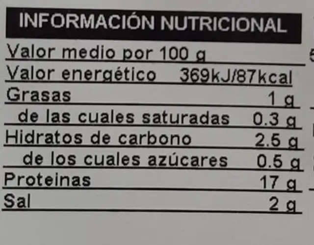 Finisimo de pechuga de pavo nutrition facts table