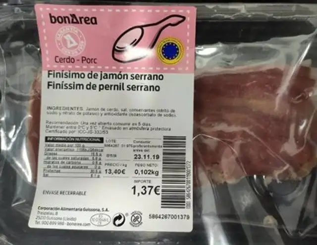 Finísimo de jamón serrano front packaging