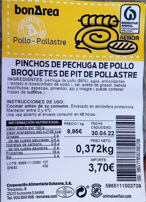 Pinchos de pechuga de pollo