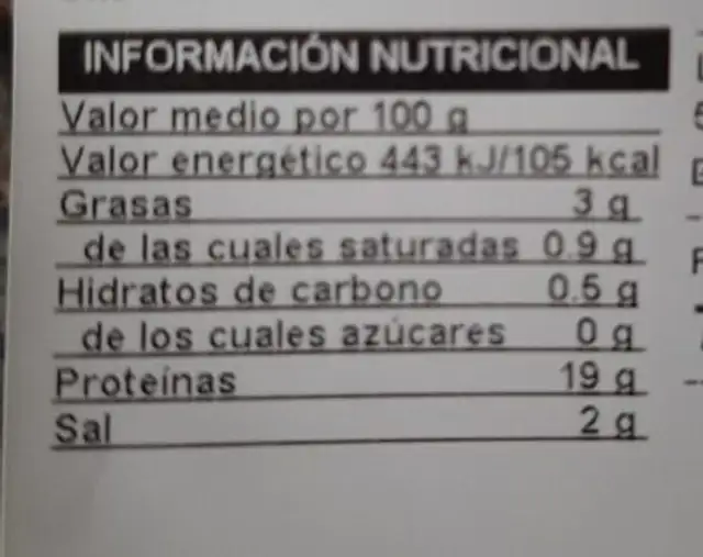 Pinchos de pechuga de pollo nutrition facts table