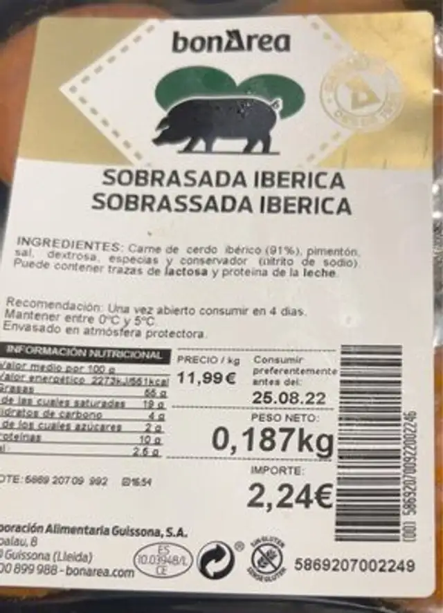 Sobrasada iberica front packaging
