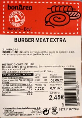 Burger meat extra