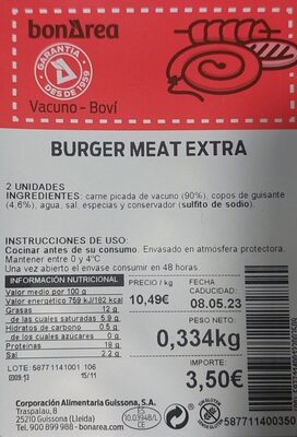 Burger meat extra