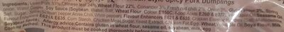 Hong's Sichuan Style Spicy Pork Dumplings ingredients label