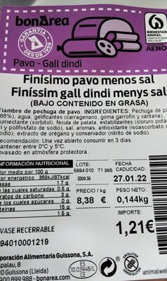 Finísimo pavo menos sal