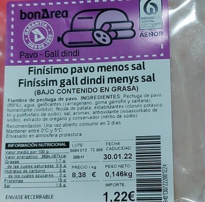 Finisimo pavo menos sal