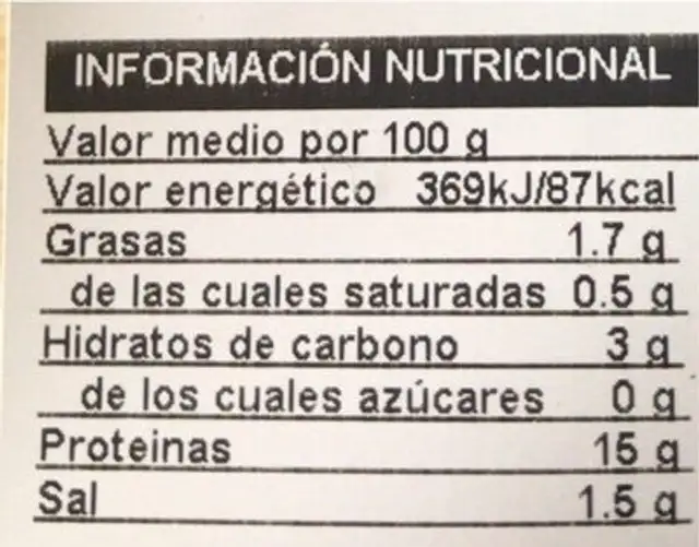 Finísimo pavo menos sal nutrition facts table