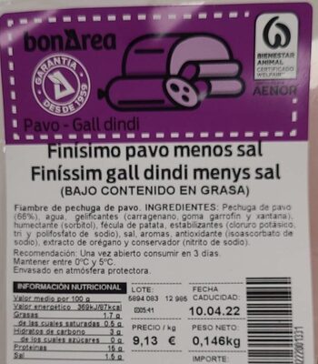 Finisimos pavo menos sal