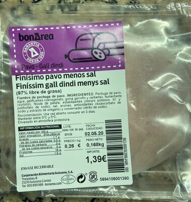 Finisimo pavo menos sal