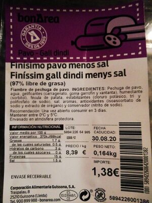 Finísimo pavo menos sal