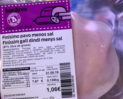 Finísimo pavo menos sal
