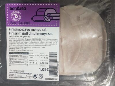 Finisimo pavo menos sal