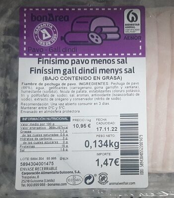 Finisimo pavo menos sal