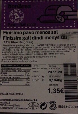 Finisimo pavo menos sal