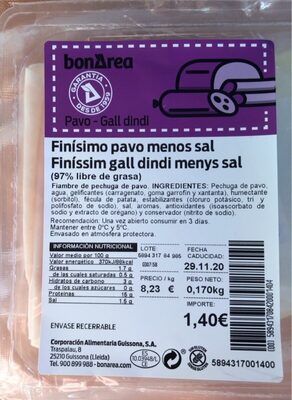 Finísimo de pavo menos sal