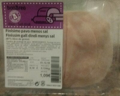 Finísimo pavo menos sal front packaging
