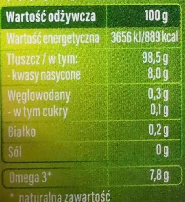 Olej papryka ostra bazylia pomidor nutrition facts table