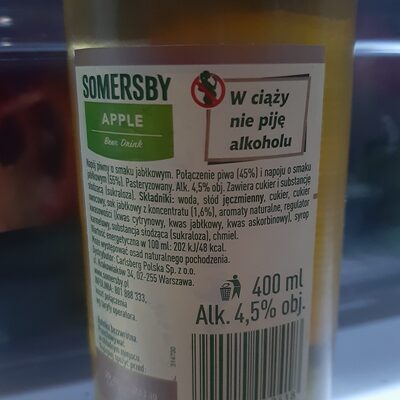 Somersby apple nutrition facts table
