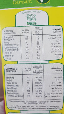 Nesquik Cereals Chocolate Flavored nutrition facts table