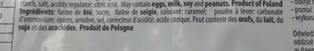 Katarzynki gingerbread cookies ingredients label