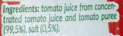 Sok 100% pomidor ingredients label