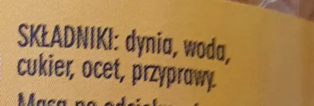 Pyszna Danka, dynia w lekkiej zalewie octowej ingredients label