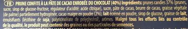Saldainiai SLIWKA NALECZOWSKA, 490 g ingredients label