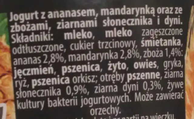 7zbóż ingredients label