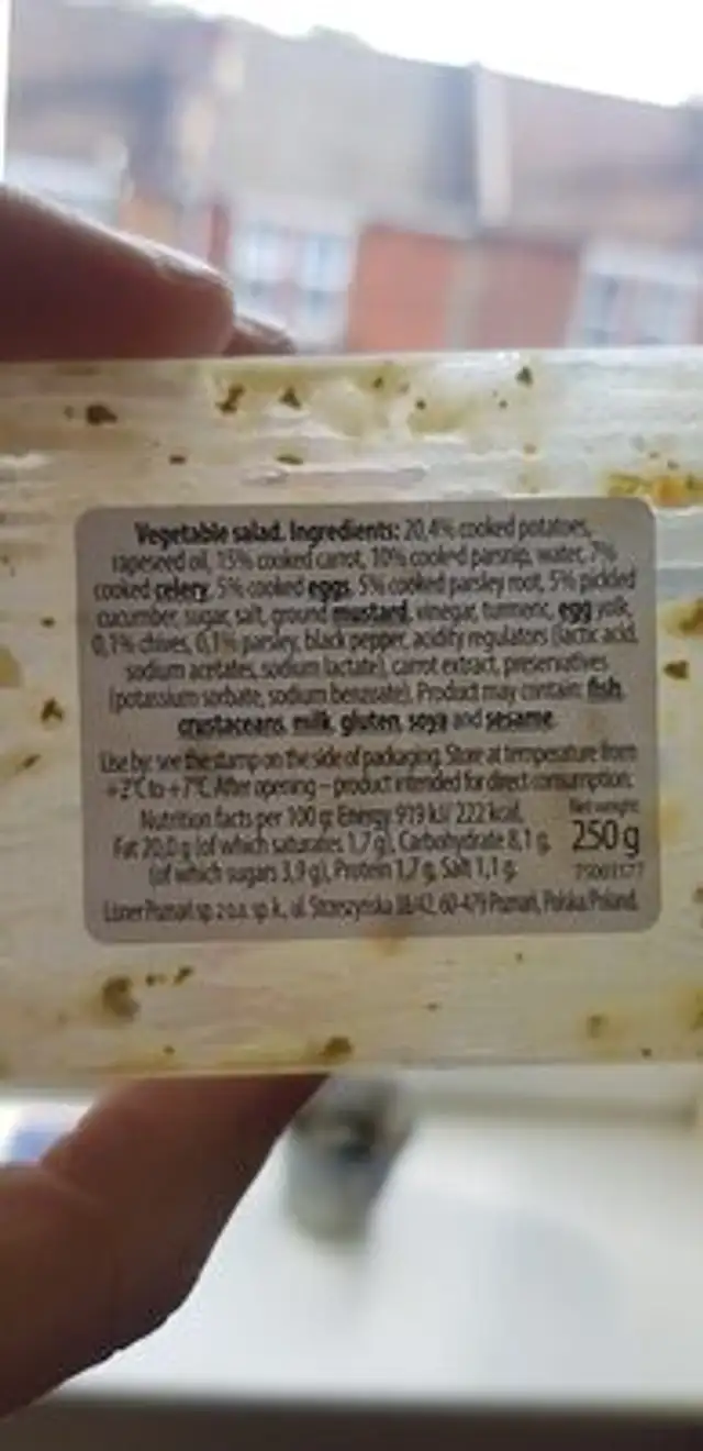 g ingredients label
