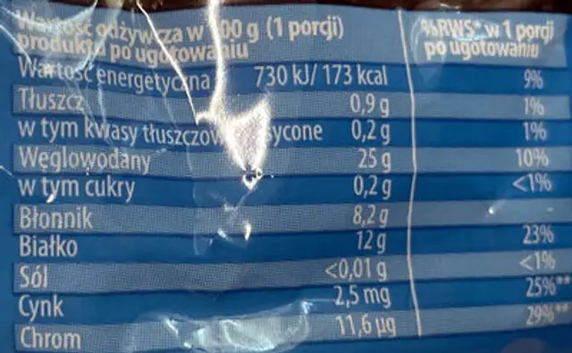 Diabetic makaron świderki nutrition facts table